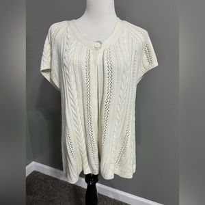 Sonoma women’s XL open front,cable knitsweater A-Cap sleeves cream color‎
